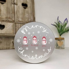 Personalised Printed Silver Cake Tin - Snowmen Family Personalised and Bespoke