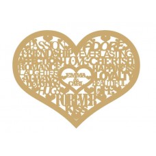 3mm MDF Personalised Wedding Heart Hearts With Words