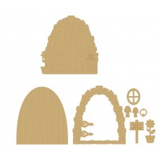 3mm MDF A Special Fairy Lives Here Door with sign, window, flower, toadstools and handle Fairy Doors and Fairy Shapes
