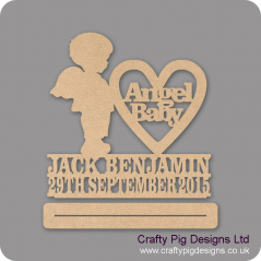 4mm mdf Angel Baby Boy With Wings Plinth Double Row Name And Date Baby Shapes