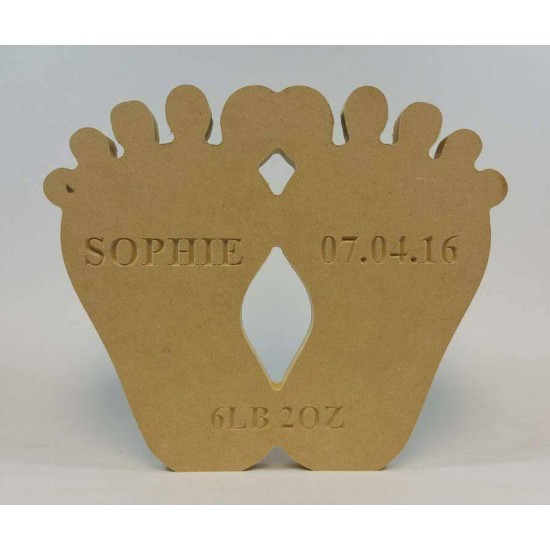 18mm Freestanding Baby Feet (with Personalised Name, Date and Weight Engraving)(200mm) Baby Shapes