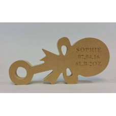 18mm Freestanding Baby Rattle (with Personalised Name, Date and Weight Engraving)(200mm) Baby Shapes