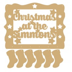 3mm MDF Personalised Christmas Sign With Hanging Stockings Quotes & Phrases
