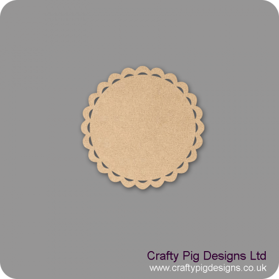 3mm MDF Circular Scalloped Edged plaque with Cut Outs Basic Plaque Shapes