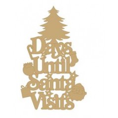 3mm MDF Days Until Santa Visits (Xmas Tree Top) Chalkboard Countdown Plaques