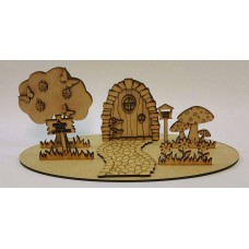 3mm Fairy Door Scene With Path And Tree And Flowers Fairy Doors and Fairy Shapes