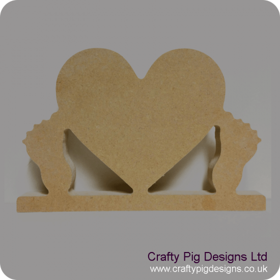 18mm Freestanding Heart with baby feet 18mm MDF Craft Shapes