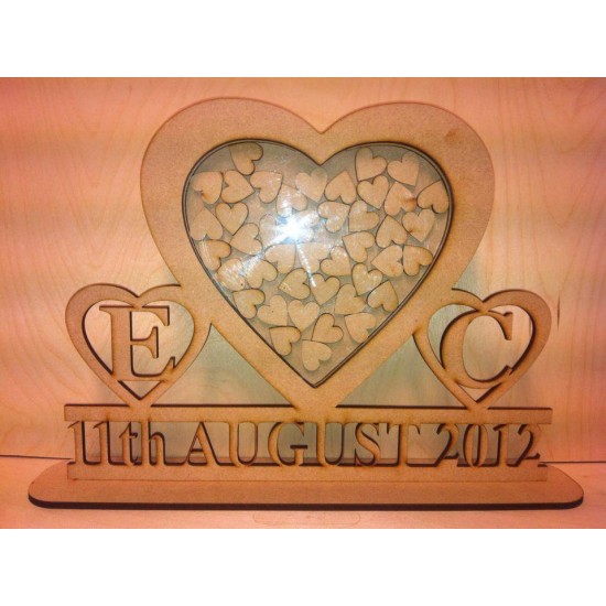 MDF Wedding Heart Shaped Drop Box (personalised with initials and date) Personalised and Bespoke