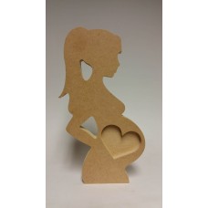 18mm  Bump Scan With Heart Picture Cut Out (With Ponytail) 18mm MDF Craft Shapes