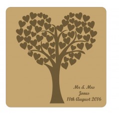 3mm MDF Heart Shaped Wedding Tree Guest Book With Engraved Backboard Trees Freestanding, Flat & Kits