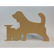 18mm Freestanding "I Heart Beagle" Shape 18mm MDF Craft Shapes