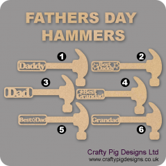 3mm MDF Fathers Day Hammer Shape with Words Fathers Day