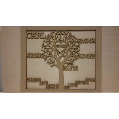 3mm MDF Family Tree in Frame  - Personalised with Your Names Trees Freestanding, Flat & Kits