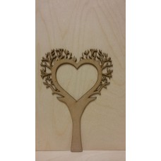 3mm MDF Heart Shaped Tree with 1 Heart Cut Out  - Personalised with 2 Names Trees Freestanding, Flat & Kits