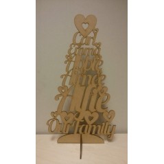 3mm MDF Our Family - Names Tree  - Personalised with Your Names Trees Freestanding, Flat & Kits