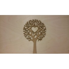 3mm MDF Tree with 1 Heart  - Personalised with 1 Name or 2 Initials Trees Freestanding, Flat & Kits