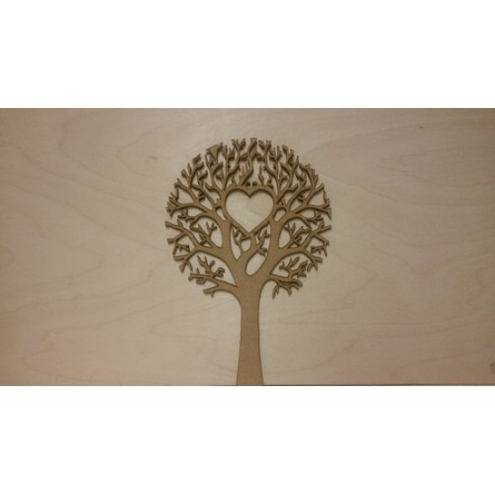 3mm MDF Tree with 1 Heart  - Personalised with 1 Name or 2 Initials Trees Freestanding, Flat & Kits