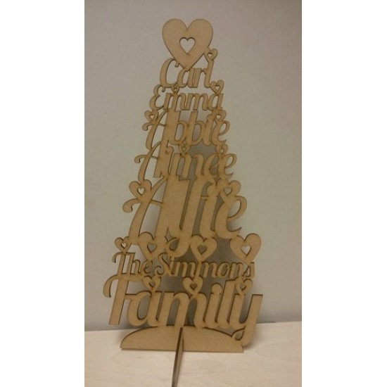 3mm MDF The (Your Surname) Family - Names Tree  - Personalised with Your Names Trees Freestanding, Flat & Kits