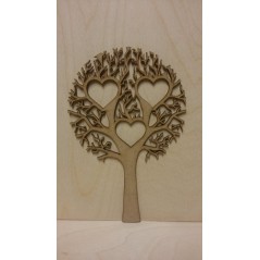 3mm MDF Tree with 3 Hearts  - Personalised with Your Names or Initials Trees Freestanding, Flat & Kits