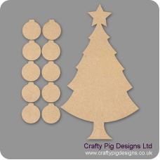 3mm MDF Basic Christmas Family Tree Kit with 10 Baubles Trees Freestanding, Flat & Kits
