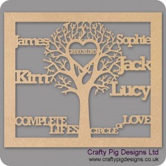 3mm MDF Grandchildren Tree in Frame  - Personalised with Your Names Trees Freestanding, Flat & Kits