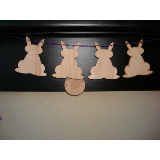 3mm MDF Rabbit Bunting (pack of 10) Easter