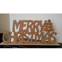 3mm MDF Merry Christmas on Plinth (1 tree) Christmas Quotes & Signs