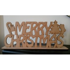 3mm MDF Merry Christmas on Plinth (candy cane and tree) Christmas Quotes & Signs