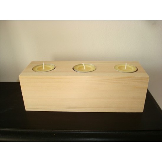 3 Tea Light Holder Block (200mm x 70mm) Wooden Blocks, Tea Lights and Stacking Block Sets