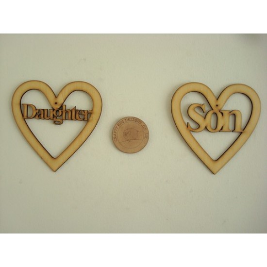 3mm MDF Daughter Heart Hearts With Words
