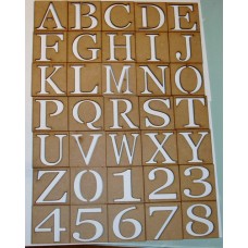 3mm MDF Full Set of Upper Case Stencils 50mm high 3, 4 and 6mm Letters & Numbers