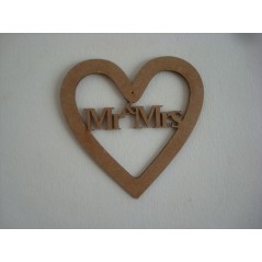 3mm MDF Mr and Mrs Heart Hearts With Words