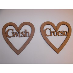 3mm MDF Cwtsh in a Heart Hearts With Words