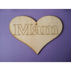 3mm MDF Mam Country Heart (sized by width) Hearts With Words