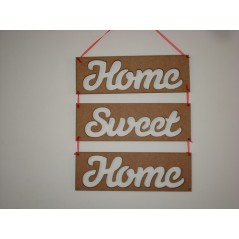 3mm MDF Home Sweet Home Rectangular Plaques with Susa Font words cut out (set of 3) Joined Words