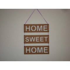 3mm MDF Home Sweet Home Rectangular Plaques with Arial Font words cut out (set of 3) Joined Words