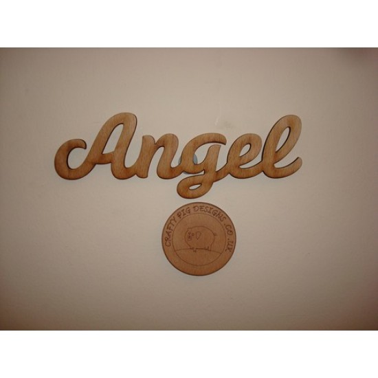 3mm MDF Angel Word in Susa Font Joined Words