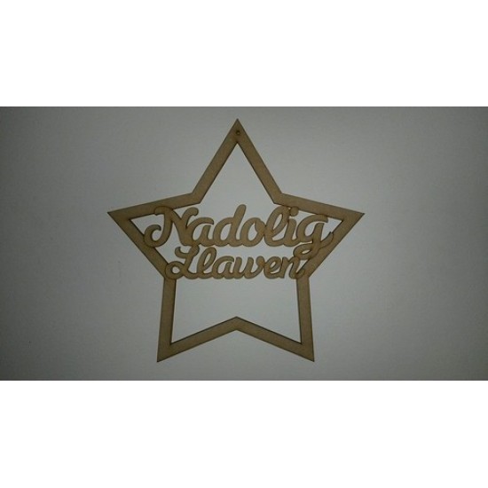 3mm MDF Nadolig Llawen in Country Star Christmas Shapes