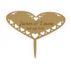 3mm MDF Wide Heart - Wedding Cake topper - Personalised with names & date  Personalised and Bespoke
