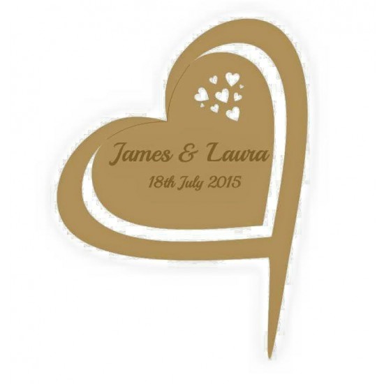 3mm MDF Hearts in a heart - Wedding Cake topper - Personalised with names & date  Personalised and Bespoke