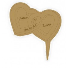 3mm MDF Heart shaped rings - Wedding Cake topper - Personalised with names & date  Personalised and Bespoke