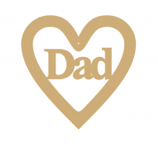 3mm MDF Dad - Heart with Word in Hearts With Words