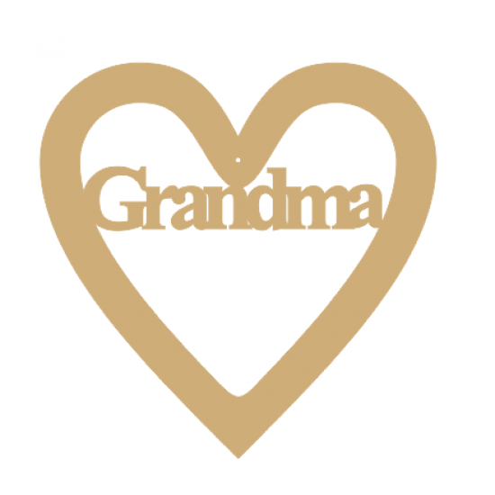 3mm MDF Grandma - Heart with Word in Hearts With Words