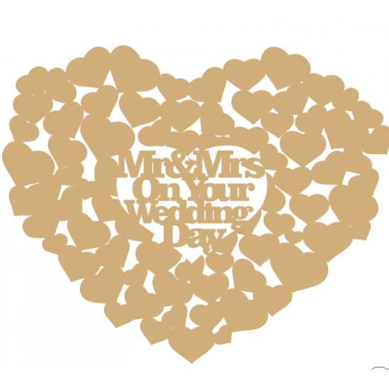 3mm MDF Mrs & Mrs on your Wedding Day Guest Book Hearts With Words
