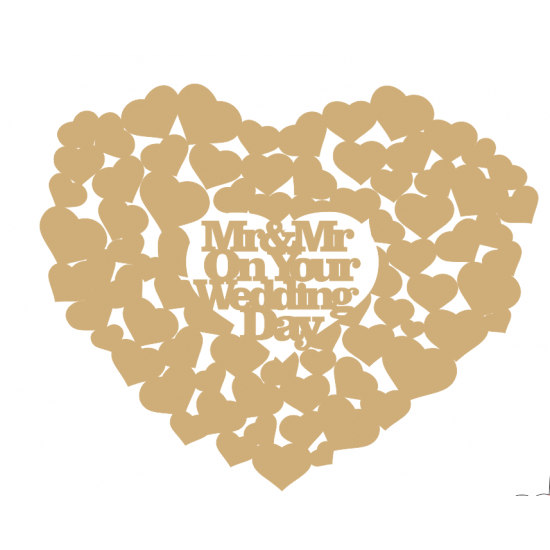 3mm MDF Mr & Mr on your Wedding Day Guest Book Hearts With Words