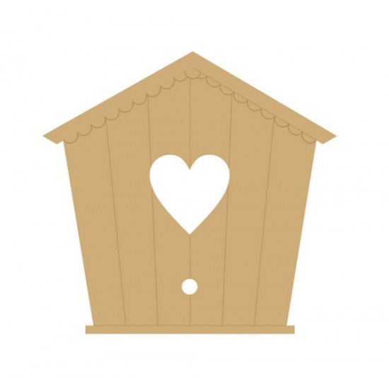 3mm MDF Etched Bird House with Heart in Centre (pack of 5) Little Houses