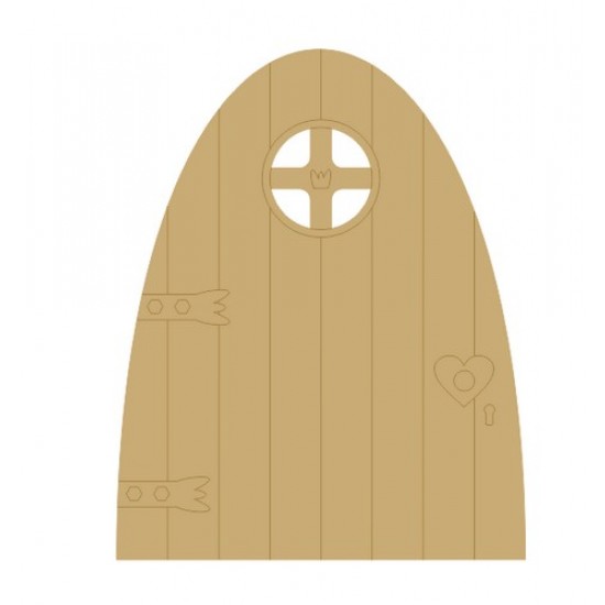 3mm MDF Fairy Door (with etched on frame and cut out window quarters) Fairy Doors and Fairy Shapes