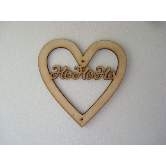 3mm MDF Christmas Heart with HoHoHo in Susa Font Christmas Shapes