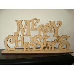 3mm MDF Merry Christmas on Plinth Christmas Quotes & Signs