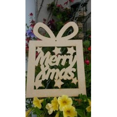 3mm MDF Merry Xmas Gift Box Christmas Shapes